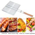 Stainless Steel Barbecue Rack Foldable Portable Long Handle Barbecue Basket Large Capacity Grilling Net Barbecue Tools. 
