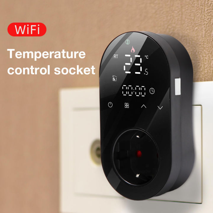 Tuya WIFI Thermostat Socket Digital Display Smart Thermostat Touch Screen Home EU Temperature Regulation For  Home Alexa