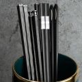 5 Pairs Janpanese Reusable Chopsticks Black Sushi Sticks For Food Noodles Alloy Chinese Korean Chopsticks Kitchen Tableware.