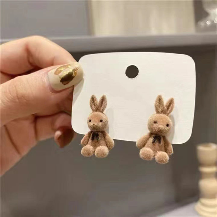 New%20Design%20Cute%20Flocking%20Plush%20Rabbit%20Stud%20Earrings%20for%20Women%20Korean%20Fashion%20Brown%20Animal%20Bear%20Earring%20Jewelry%20Party%20Girls%20%20-%20Image%207