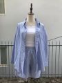 Women's New Model Summer Stripe Shirt Long Sleeve Slim Fit Casual Striped Top for Business And Office. 