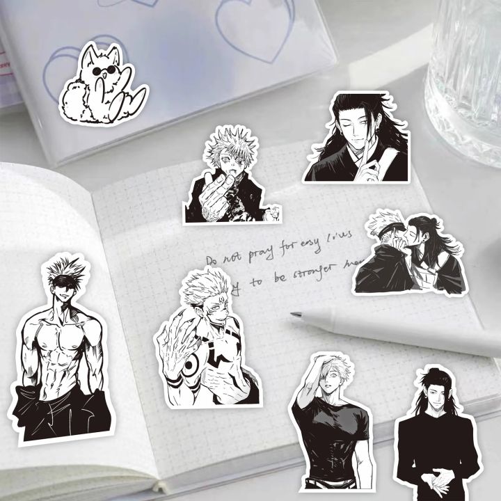 65PCS%20Black%20White%20Jujutsu%20Kaisen%20Anime%20Stickers%20Decoration%20Suitcase%20Scrapbooking%20Laptop%20Phone%20Stationery%20Manga%20Kid%20Sticker%20-%20Image%205