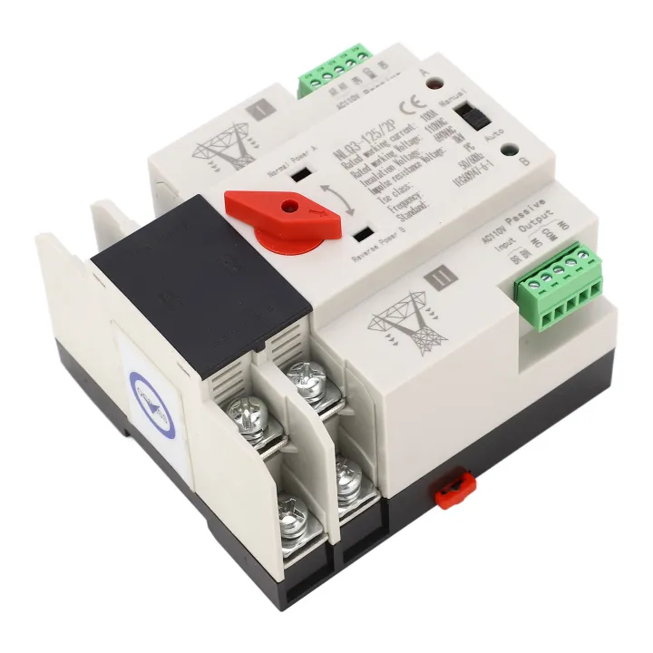 AC110V 100A Dual Power Automatic Transfer Switch 35mm Rail Mounting 2P ...