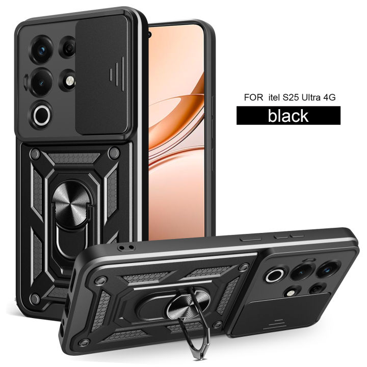 For Itel Super 26 Ultra Case Itel S25 Ultra Cover Magnetic Ring Holder Armor Phone Case Slide Camera Protect Back Cover