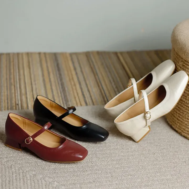 2024%20Summer%20Women%203cm%20High%20Heels%20Concise%20Wine%20Red%20Office%20Pumps%20Female%20Metal%20Buckle%20Strap%20High%20Heels%20Lady%20Sweet%20Mary%20Jane%20Shoes%20-%20Image%202