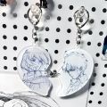 2pcs/set Anime Attack Mikasa Ackerman Figure Acrylic Heart Shape Keychain Backpack Pendant Cosplay Accessories Couple BFF .