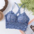 Women Bralette French Style Lace Bra Girls Triangle Cup Lingerie Deep V Bras Wireless Underwear Soft Thin Seamless Push Up Bra. 
