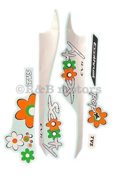 Tvs Scooty Pep Plus Flower Edition Complete Sticker Set