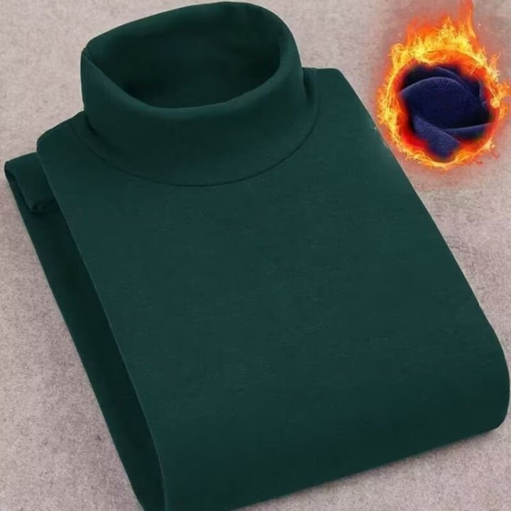 Winter%20Mens%20High%20Quality%20Half%20Turtleneck%20Velvet%20Top%20Long%20Sleeve%20Solid%20Color%20Men%20Clothing%20Double-sided%20Velvet%20Thermal%20Underwer%20-%20Image%205