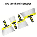 Double Color Handle Large Stainless Steel Trapezoidal Putty Scraper Putty Scraper Cleaning Scraper Bricklayer Tool.