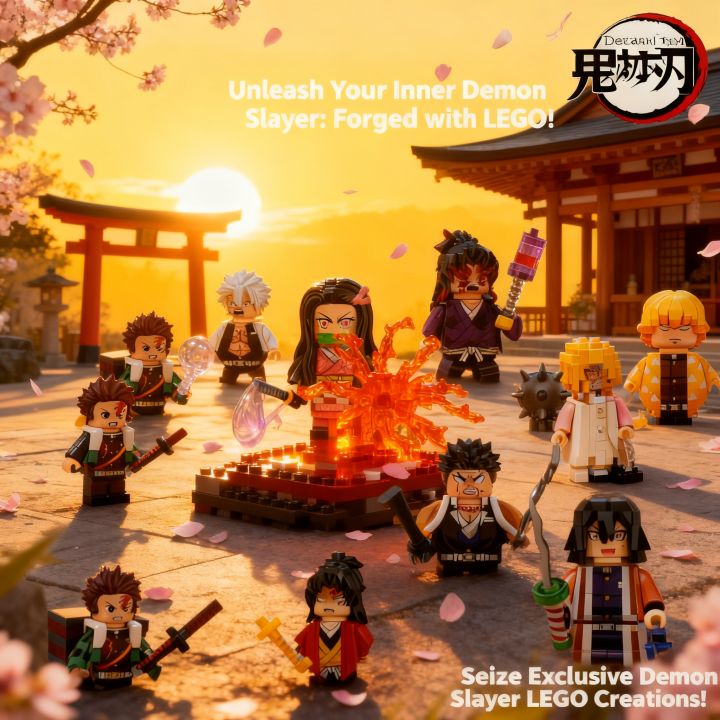 Fort Building Box 2026 Anime Demon Slayer Action Figures Building Bricks Blind Box ...