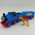[Ready to Send] cartoon train Thomas train crash back carry 1 dinosaur baby toy with fire. 