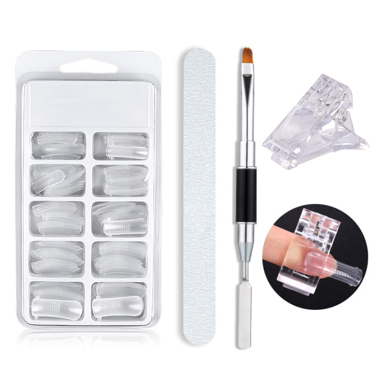 Poly Nail Gel Kit Tools For Extension Set Quick Builder Included Dual Forms Brush Clip UV Gel Polish Art Varnish Permanant