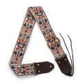 Miwayer Embroidered Guitar Strap Soft Vintage Flowers Adjustable Creative Watch Bands Cotton Belt & Leather Head.