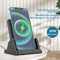 30W Wireless Charger Pad Stand Desktop Ultra-thin Mobile Phone Fast Charging Dock Station For iPhone 15 14 13 12 Samsung Xiaomi. 