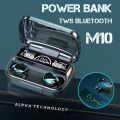 M10 tws Wireless Earphone Touch Bluetooth Earplug In Ear Stereo Sport Headsets cvc8.0 Digital Display Black Good If With No Reduction Headphones by Alpha. 
