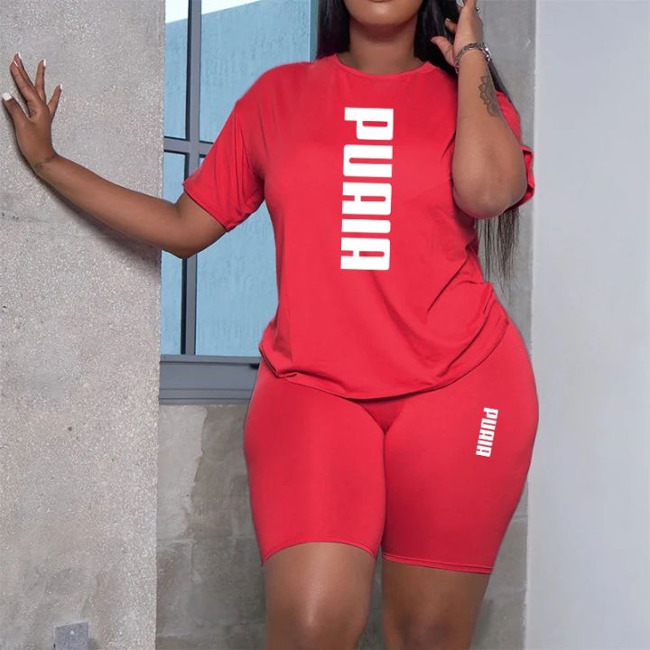 2026%20Summer%20%20Women's%20Shorts%202pcs%20Set%20Ladies%20Daily%20Casual%20Sports%20Short%20Sleeved%20Tracksuit%20Fashion%20Printed%20T-shirt%20Wear%20-%20Image%204