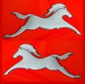 Tvs 4V Horse logo metal silver. 