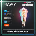 MOES Tuya Zigbee/Matter WiFi Smart ST64 LED Bulb Biological Rhythm RGB Colors Music Scene Mode Smart Linkage Wireless Control. 