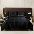 Black Luxury Ice Silk Bedding Set Satin Silky Duvet Cover Set With Pillowcase High-end Home Textiles Solid Color Bed Cover Sets.