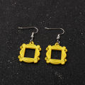 Classic TV Show Friends Earrings Yellow Photo Frame Drop Earrings For Women Cosplay Jewelry Accessories. 