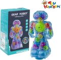 TOY KINGDOM Electric Transparent Gear Robot Toy for Kids with Multi Color Lights & Music,Battery Operated Intelligent Walking Robot Toy for Children. 