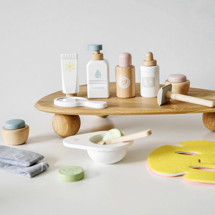 Wooden Pretend Play Children Facial Mask Makeup Set Imitation Beauty Fashion Toy Cosmetics Set Educational Toys for Girls