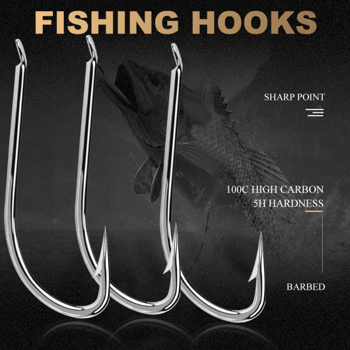 FISH%20KING%20100PCS%20Saltwater%20Fishing%20Hook%20High%20Carbon%20Steel%20White%20Single%20Worm%20Hook%20Crank%20Barbed%20Fishhook%20for%20Bass%20Fishing%20Tackle%20-%20Image%205