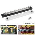 20 Way Terminal Distribution Block Current Rating 150A 36V DC Terminal Copper Bus Bar For Car RV Marine Solar Truck Black.