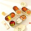 WORTHBUY 304 Stainless Steel Oval Insulated Lunch Box For Kids Student Portable Leak Proof Divided Food Container Microwave Safe. 