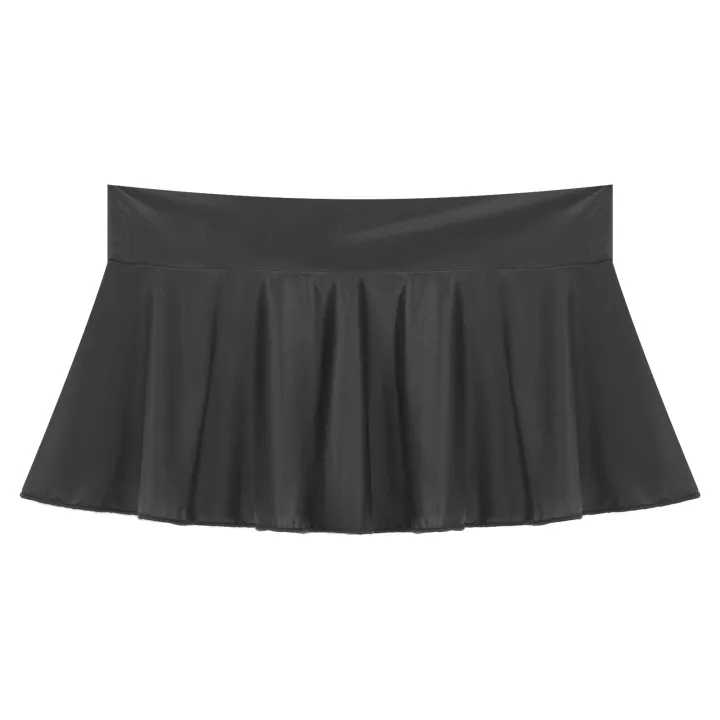Womens%20%20Mini%20Skirt%20Nightwear%20Low%20Rise%20Glossy%20Ruffled%20Short%20Miniskirt%20Clubwear%20Solid%20Color%20ruffled%20Female%20Bikini%20Cover%20Ups%20-%20Image%204