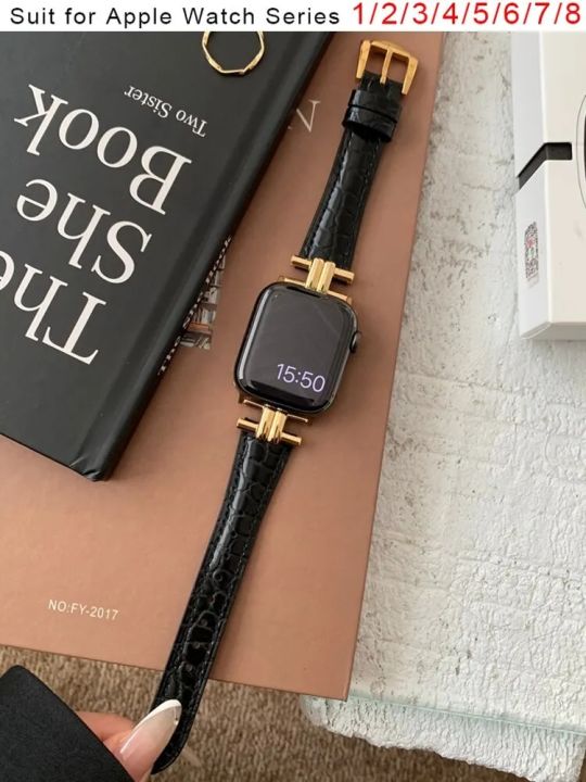 Luxury%20Gold%20Metal%20Real%20Leather%20Band%20For%20IWatch%20Series%208%207%206%205%204%203%20SE%20Women%20Slim%20Strap%20For%20Apple%20Watch%2041mm%2040mm%2038mm%2045%2042%2044%2049%20-%20Image%207