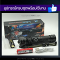Maxlight T12 flashlight (newest) high power flashlight single button home zoom far bright 69000W 5 mode flash light USB rechargeable a grade emergency light. 
