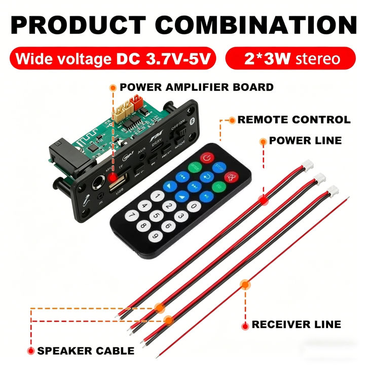 KEBIDUMEI%20DC%205V%20Bluetooth%205.0%20MP3%20Decoder%20Board%206W%20Amplifier%20MP3%20Player%20Support%20Call%20Recording%203.5mm%20USB%20TF%20FM%20for%20Car%20Speaker%20-%20Image%206
