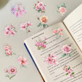 50pcs Pink Floral Stickers Flower Natural Journaling Notebook Water Bottle Decorative Decals Aesthetic Waterproof PET Sticker. 