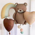 6Pcs matte frosted brown bear aluminum film balloons retro caramel cream white love balloons birthday party festival celebration. 
