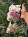 gajray for girls artificial imported flowers 2 hands pink roses and white roses bridal jewellery set kangan bangles with babybreaths. 