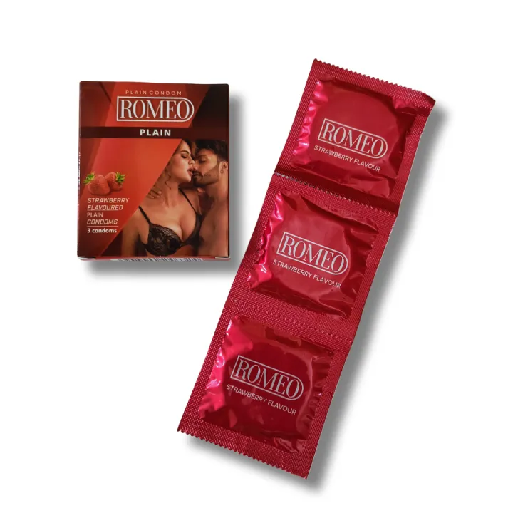 ROMEO%20-%20Strawberry%20Flavoured%20Plain%20Condom%20-%2015%20Pcs%20-%20Image%202