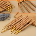 9pcs Ergonomic Crochet Hooks Set, Comfort Grip Wooden Handles - Extra Light Stainless Steel Knitting. 