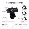 1pc Motorcycle USB Fast Charger Handle Style Dual USB Socket with Switch Voltmeter Waterproof Phone Power Supply Adapter Kit 12V.