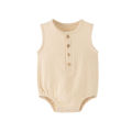 Summer Solid Newborn Baby 100% Cotton Linen Bodysuits Boy Girl Sleeveless Romper Jumpsuit Soft Skin-friendly Thin Comfy. 