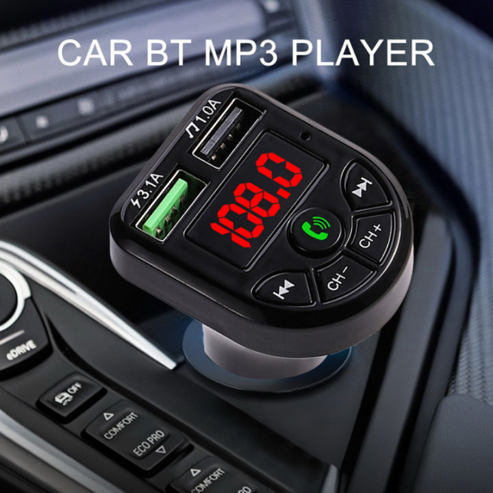 Car 5.3 FM Transmitter Bluetooth Player MP3 Fast Charging Dual USB Interface for Vehicle Portable Handsfree Call Easy to Use