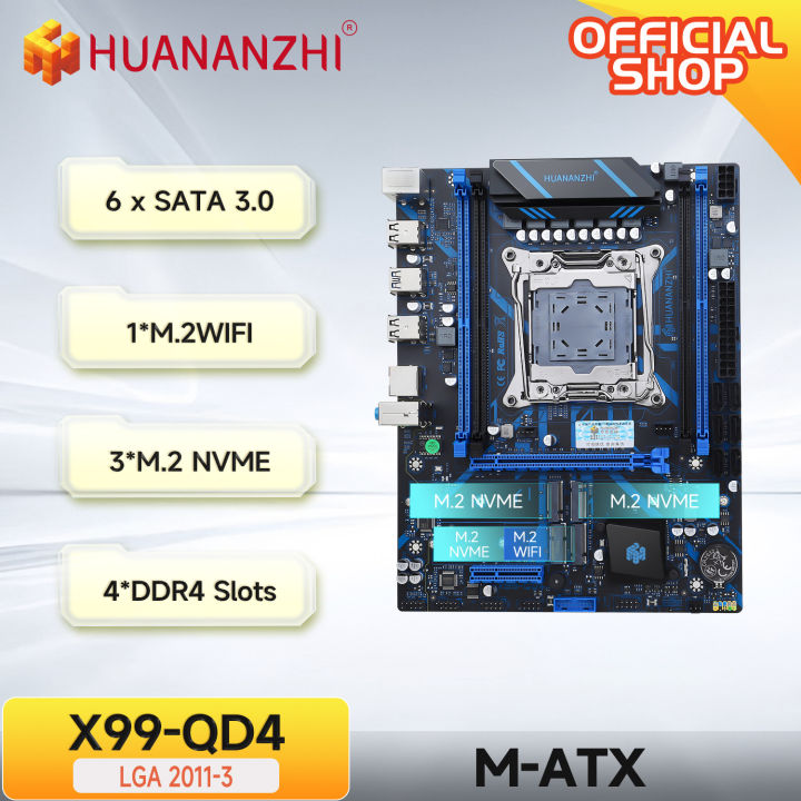 HUANANZHI QD4 LGA 2011-3 Motherboard Support XEON E5 2620 2640 2660 2666 2667 2670 2680 2696 V3 V4 DDR3 RECC NON-ECC RAM NVMe