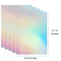 50 Sheets Rainbow Size: 2.9X 4.1 Inch Holographic Sticker Paper Glitter Clear Holographic Overlay Cold Laminating Film. 