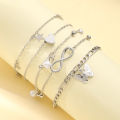 【Get the Perfect Fit】 Bohemian Summer Beach Anklet Set For Women Vintage Silver Color Pearl Butterfly Star Heart Pendant Charm Chain On Leg Jewelry.