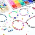 Beads for Bracelet Making Kit 24 Colors Flat Round Polymer 6mm Spacer Heishi Beads Fruit Flower Smiley Polymer Strings for Jewelry Making Kit Bracelets Neckless. 