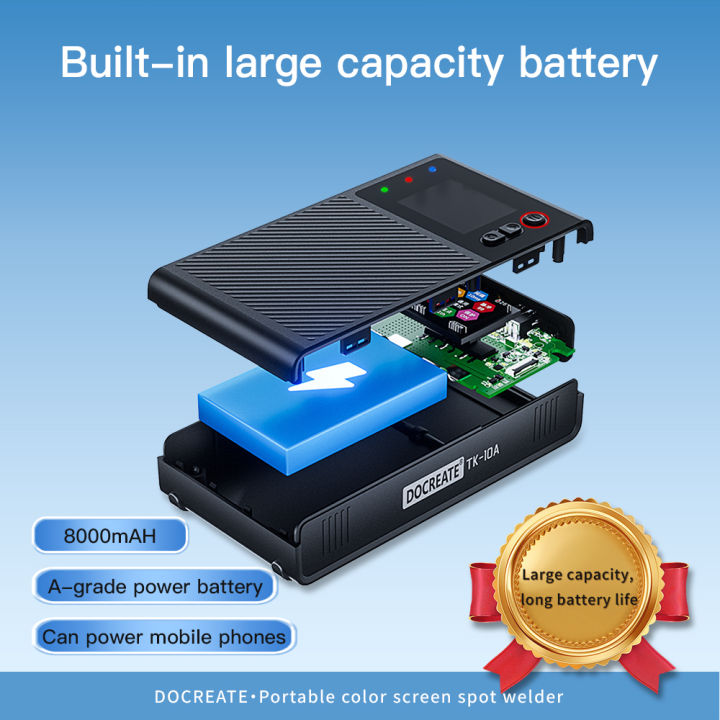 DOCREATE%20TK-10A%20Portable%20Spot%20Welder%201200A%20LCD%20Display%208000mAh%20Battery%20Dual%20Pulse%20Welds%200.25mm%20Nickel%20Plate%20Fast%20-%20Image%204