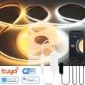 Tuya Wifi COB CCT LED Strip Light 24V 1-5M 2700K-6500K LED Tape Flexible Dimmable Cupboard Wardrobe Decor Lamp for Alexa . 