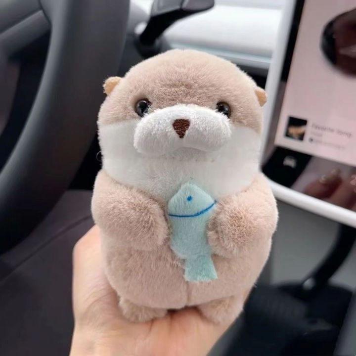 10cm Kawaii Otter Plush Toys Soft Sea Otter Stuffed Animals Plushies Cute Hanging Pendant Props for School Bag Key Wallet 