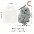 3D Owl Shape Candle Silicone Molds Making Resin Aromatherapy Candles Handmade Wax Soap Home Decor Craft. 